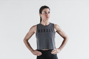 Nobull Muscle Women's Tank Tops Deep Grey | Australia (YR4217)